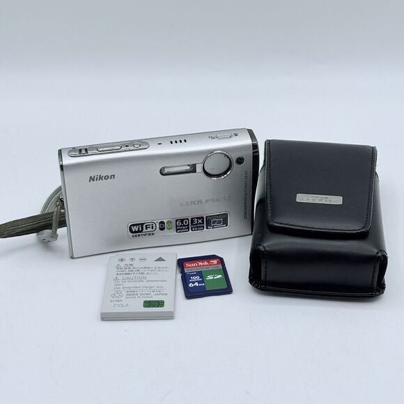 Nikon Coolpix S6 Digital Camera 3X Zoom Silver W/ Case, Battery, SD Card TESTED - Picture 1 of 15